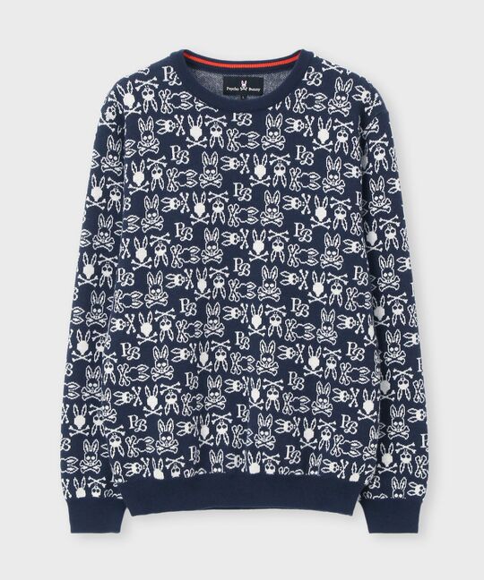 オリジナルジャガード クルーネック総柄ニット