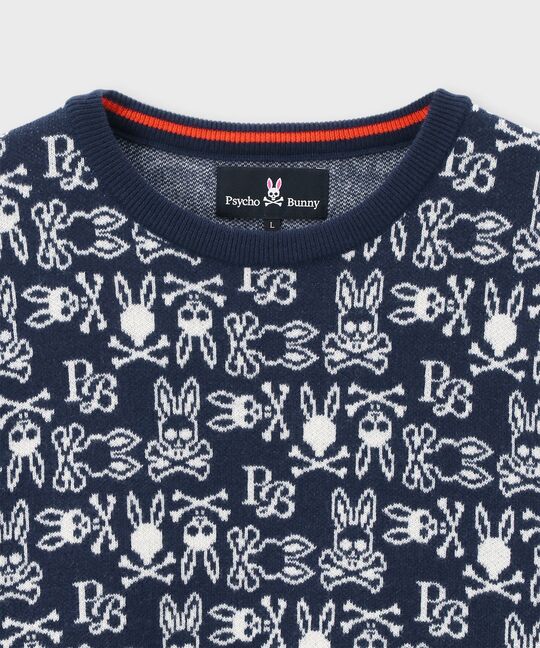 オリジナルジャガード クルーネック総柄ニット