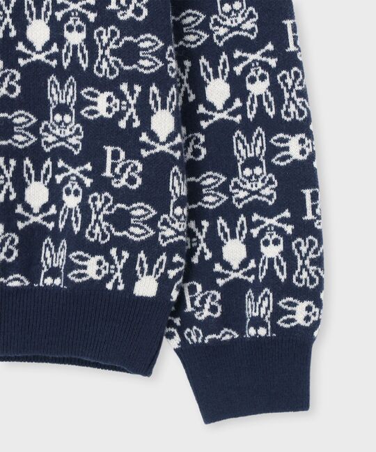 オリジナルジャガード クルーネック総柄ニット