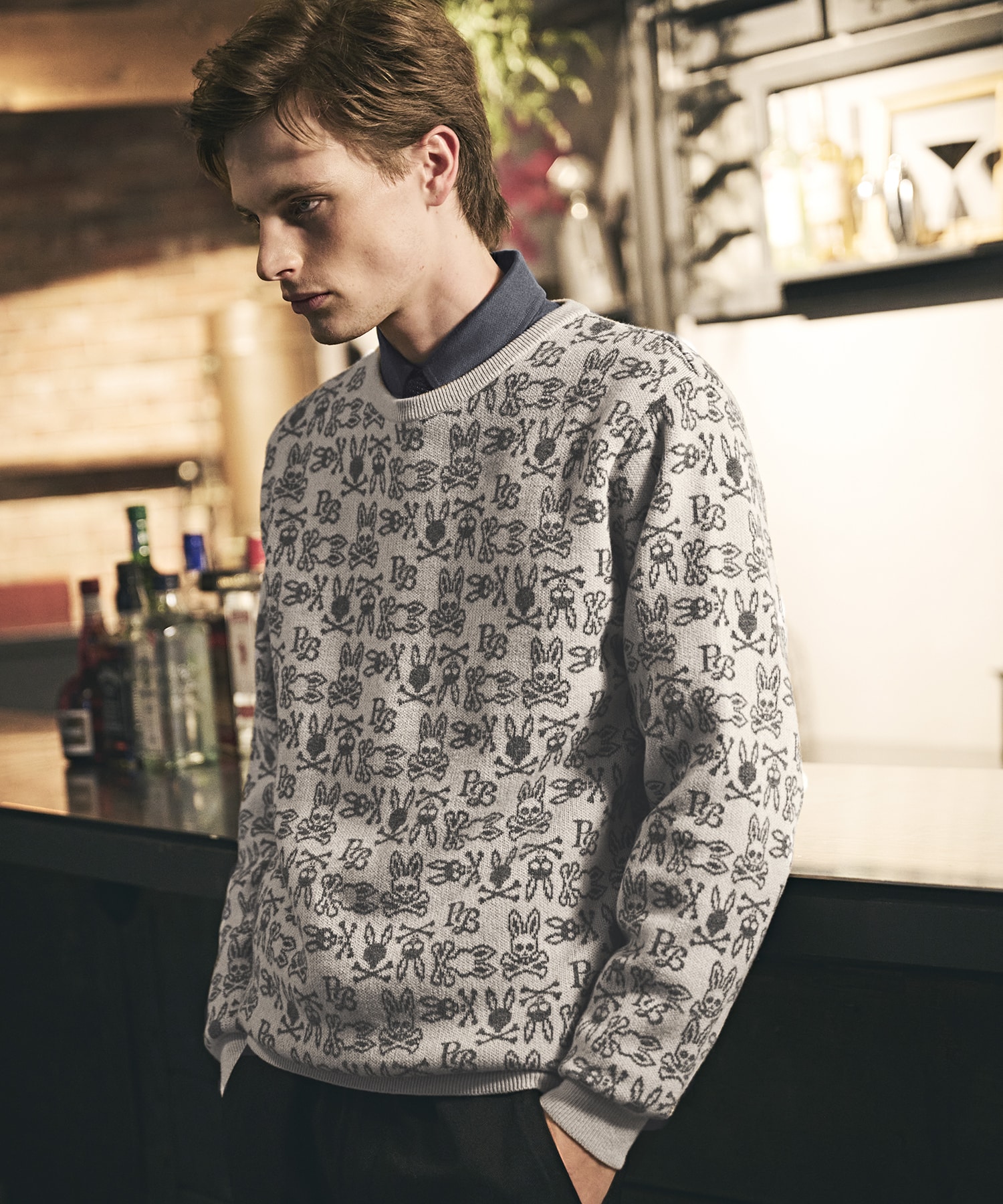 オリジナルジャガード クルーネック総柄ニット｜Psycho Bunny｜サイコ