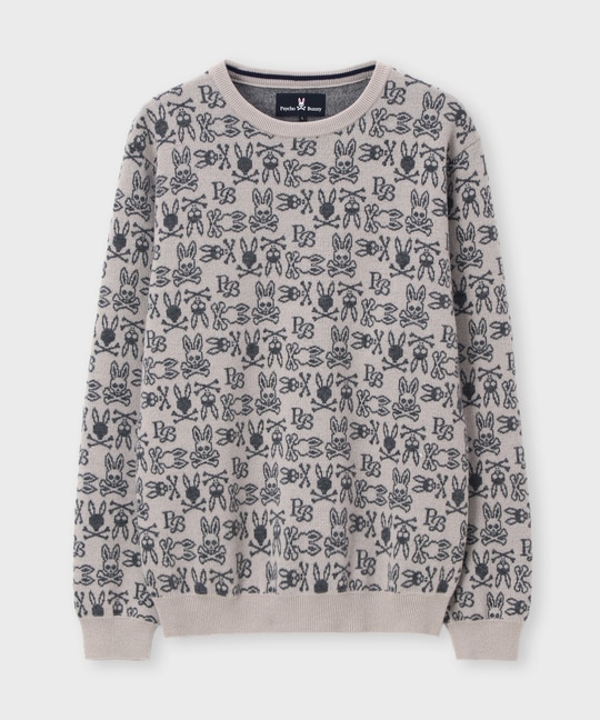 オリジナルジャガード クルーネック総柄ニット