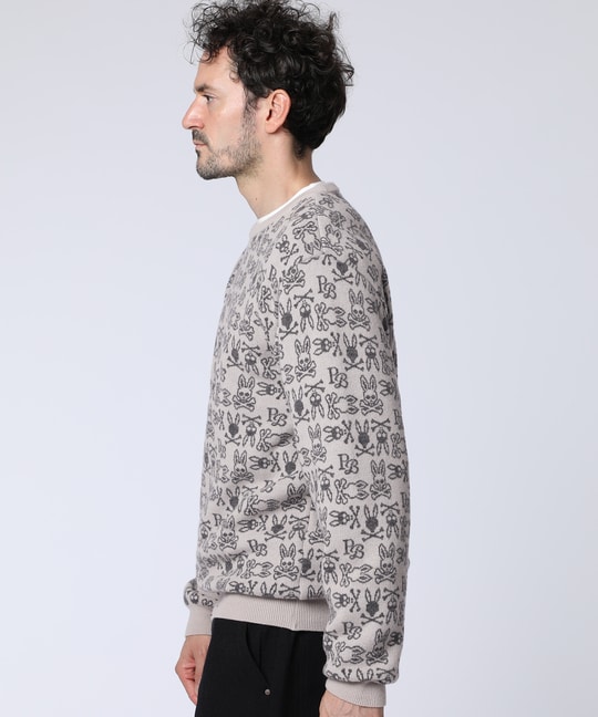 オリジナルジャガード クルーネック総柄ニット