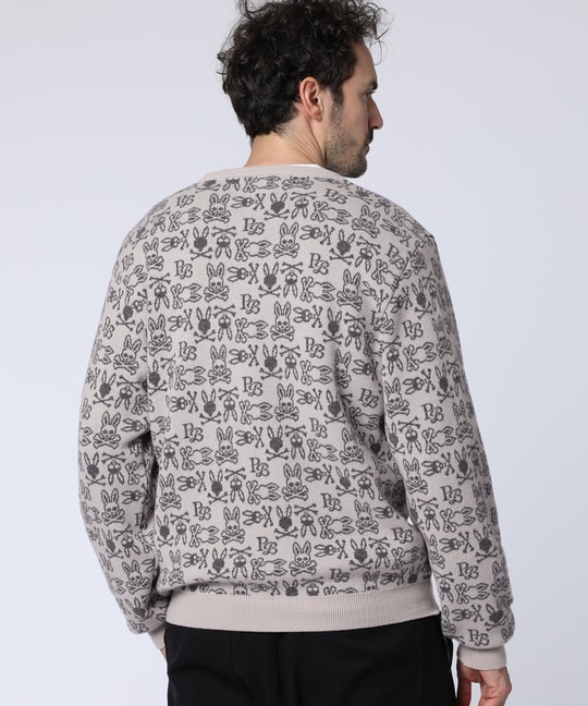 オリジナルジャガード クルーネック総柄ニット