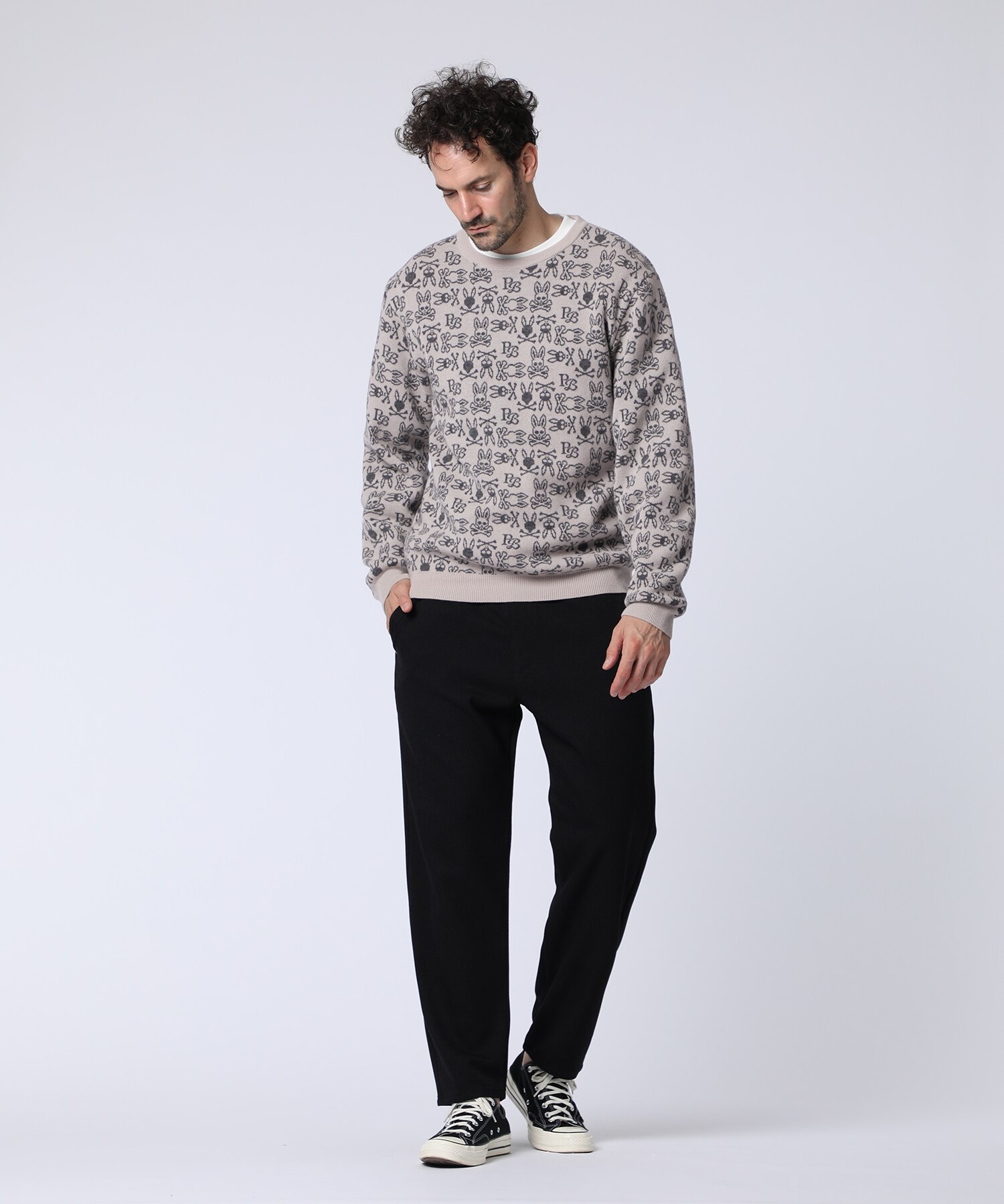 オリジナルジャガード クルーネック総柄ニット｜Psycho Bunny｜サイコ