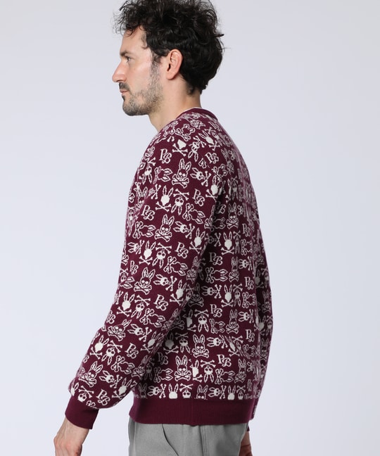 オリジナルジャガード クルーネック総柄ニット