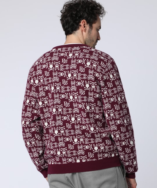 オリジナルジャガード クルーネック総柄ニット