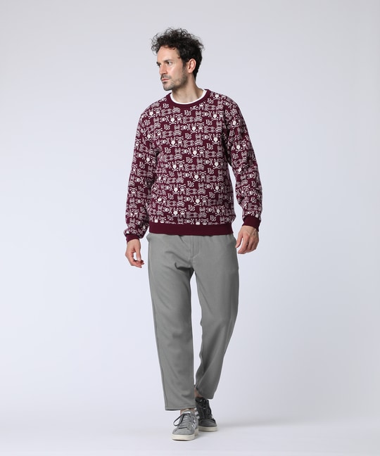 オリジナルジャガード クルーネック総柄ニット