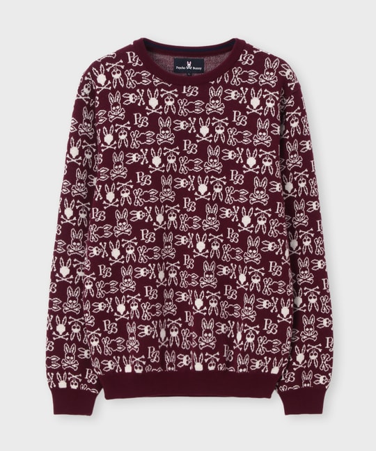 オリジナルジャガード クルーネック総柄ニット