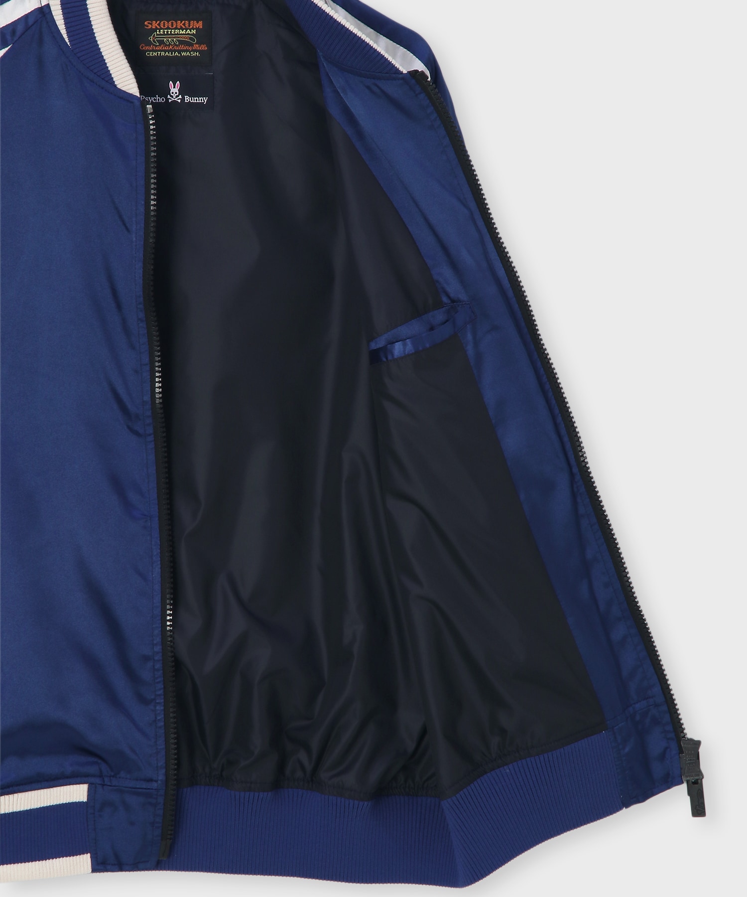 Psycho Bunny × SKOOKUM スカジャン　ブルー　Mサイズ Psycho Bunny × SKOOKUM スカジャン ブルー Mサイズ SKOOKUM