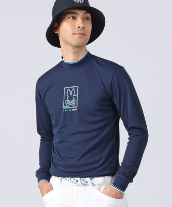 [GOLF]ラインモチーフ モックネック 　ロングスリーブTシャツ