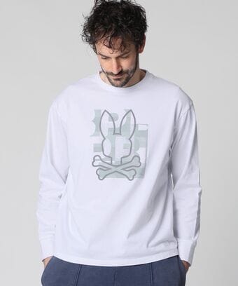 モザイクアウトラインバニー 　ロングスリーブTシャツ