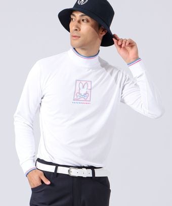 [GOLF]ラインモチーフ モックネック 　ロングスリーブTシャツ