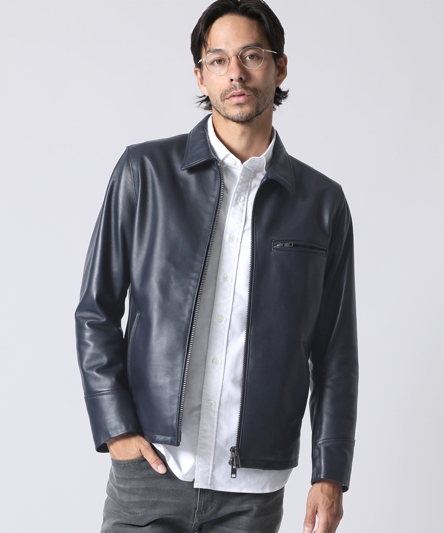 サイコバニー シープスキン 羊革 レザージャケット シングルライダース ブラック シープレザー トラッカージャケット｜Psycho Bunny｜サイコバニー 公式