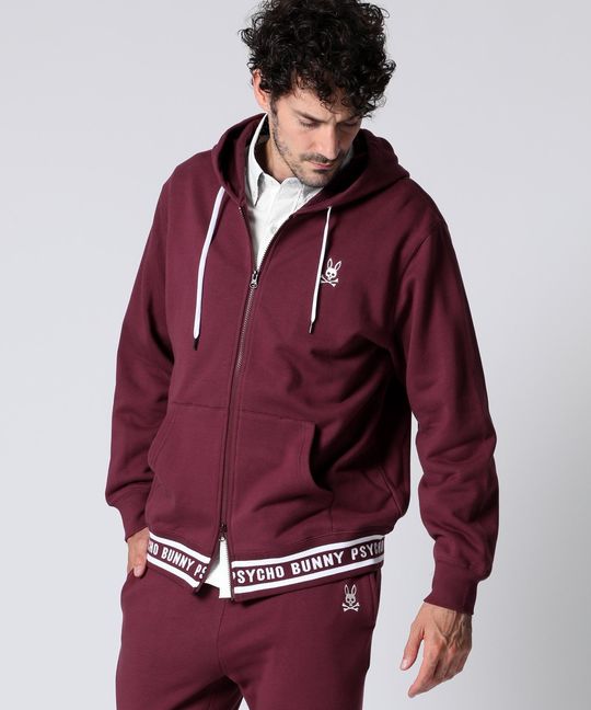 ジャガードリブロゴ ジップパーカ