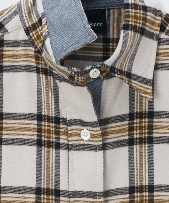 [WOMEN]フランネル チェック シャツワンピース