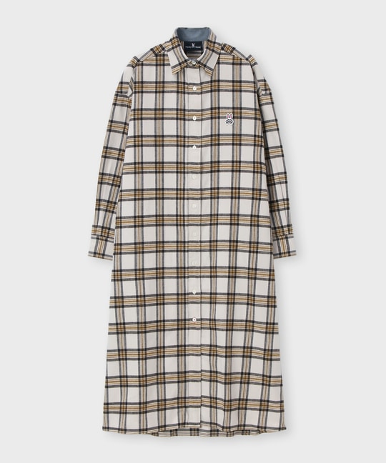 [WOMEN]フランネル チェック シャツワンピース