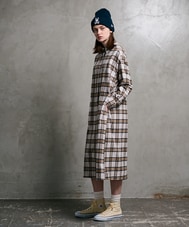 [WOMEN]フランネル チェック シャツワンピース