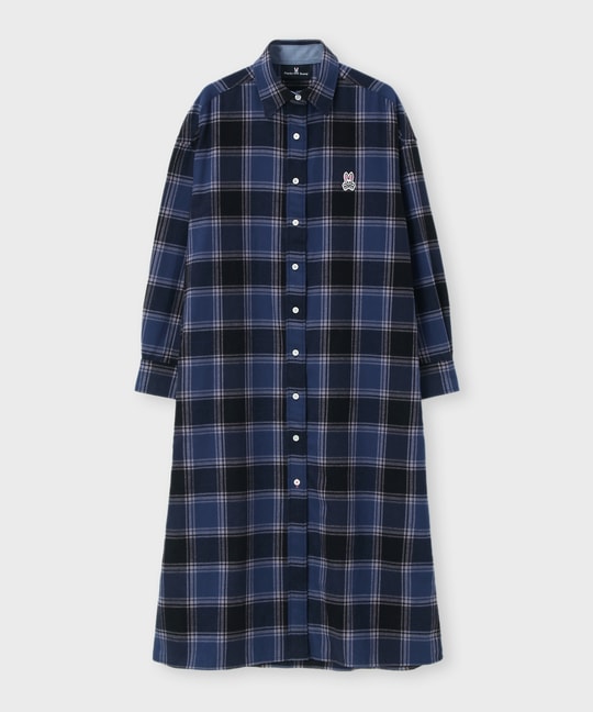 [WOMEN]フランネル チェック シャツワンピース