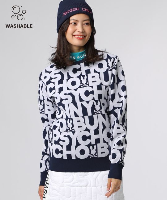 [GOLF][WOMEN]ウォッシャブル ロゴパターン ニット