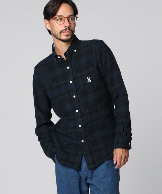 タータンチェック パッチワークシャツ