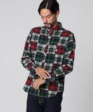 タータンチェック パッチワークシャツ