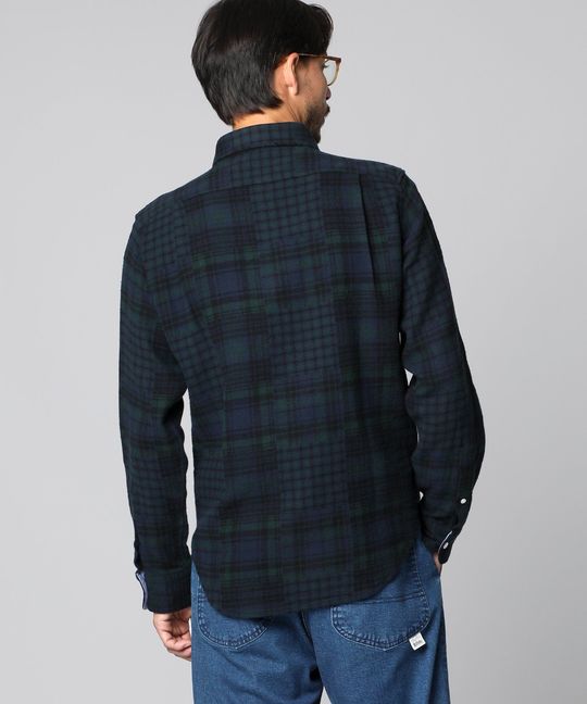 タータンチェック パッチワークシャツ