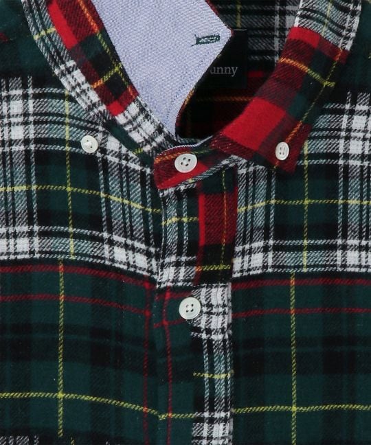 タータンチェック パッチワークシャツ