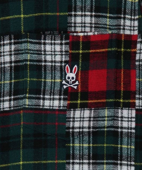 タータンチェック パッチワークシャツ