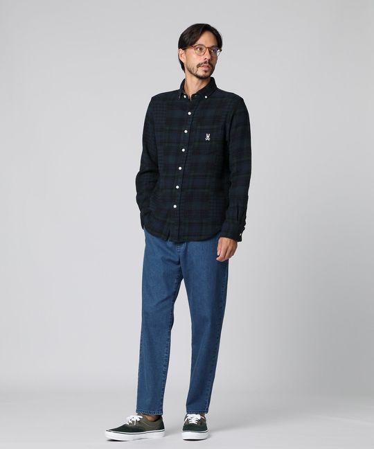 タータンチェック パッチワークシャツ