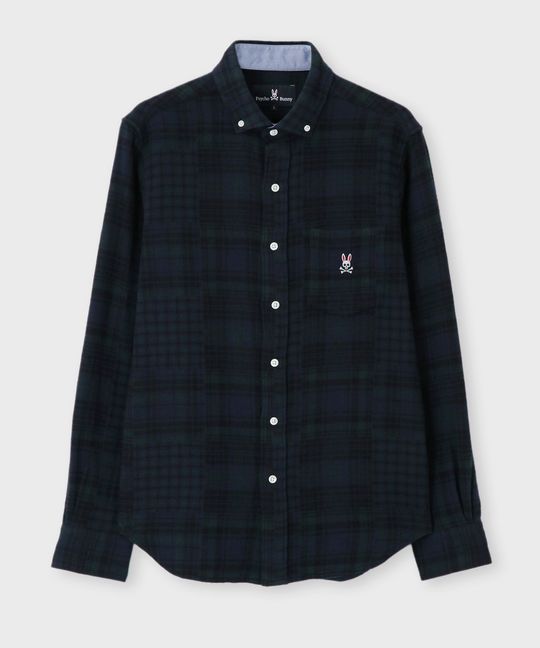 タータンチェック パッチワークシャツ