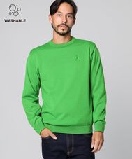 [手洗いOK]ワンポイントロゴ ウォッシャブルニット