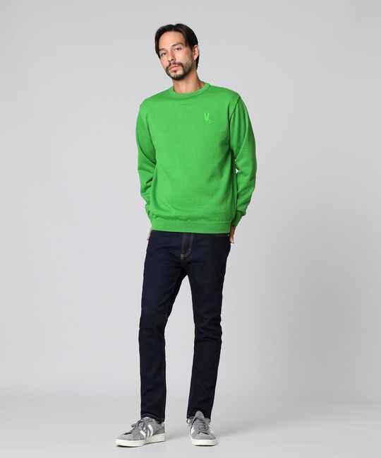 [手洗いOK]ワンポイントロゴ ウォッシャブルニット