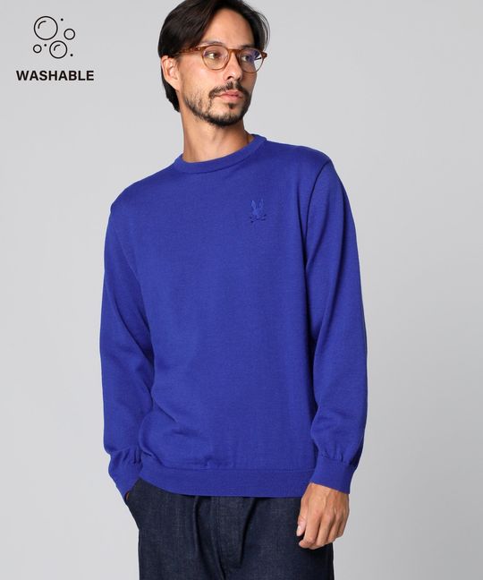 [手洗いOK]ワンポイントロゴ ウォッシャブルニット