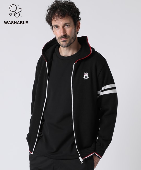 [手洗いOK]トリコライン ニット ジップパーカ