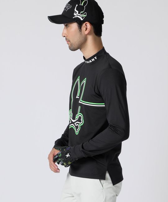 [GOLF]ラインモチーフ 裏起毛モックネック ロングスリーブTシャツ