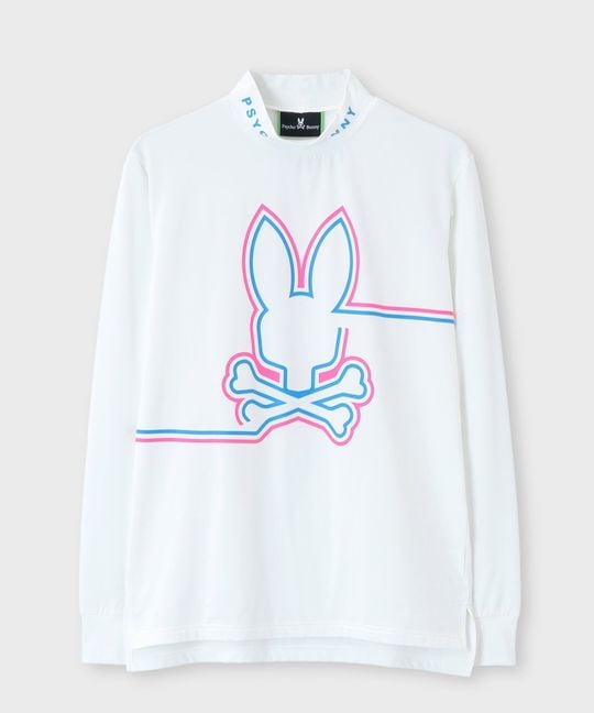 [GOLF]ラインモチーフ 裏起毛モックネック ロングスリーブTシャツ