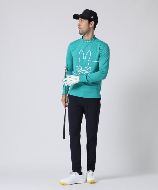 [GOLF]ラインモチーフ 裏起毛モックネック ロングスリーブTシャツ