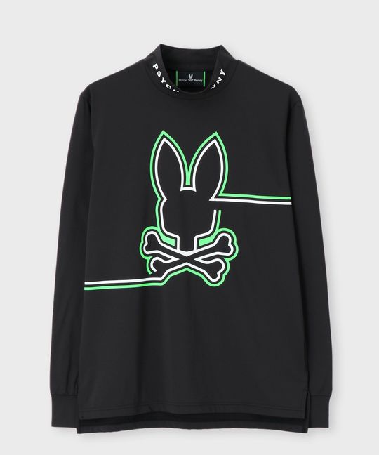 [GOLF]ラインモチーフ 裏起毛モックネック ロングスリーブTシャツ