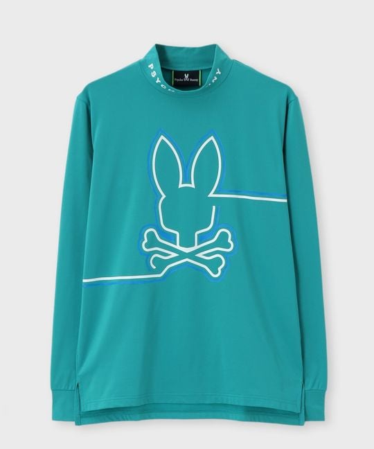 [GOLF]ラインモチーフ 裏起毛モックネック ロングスリーブTシャツ