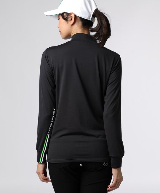 [GOLF][WOMEN]ラインモチーフ 裏起毛モックネック ロングスリーブTシャツ