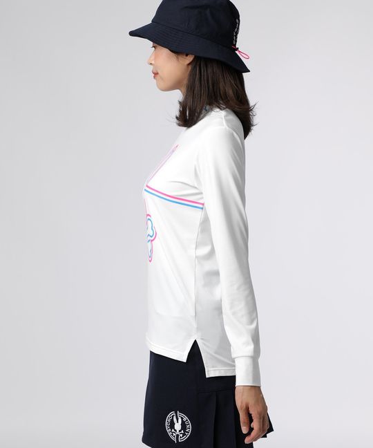 [GOLF][WOMEN]ラインモチーフ 裏起毛モックネック ロングスリーブTシャツ