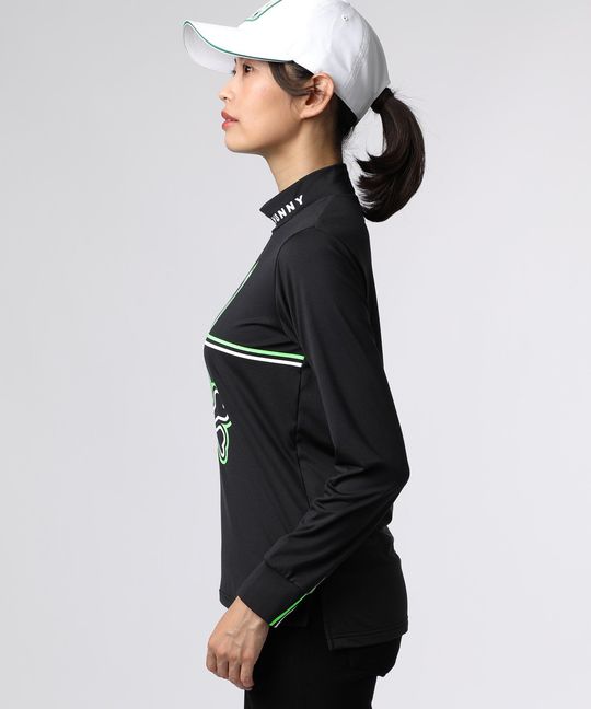 [GOLF][WOMEN]ラインモチーフ 裏起毛モックネック ロングスリーブTシャツ