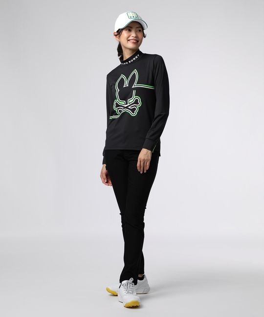 [GOLF][WOMEN]ラインモチーフ 裏起毛モックネック ロングスリーブTシャツ