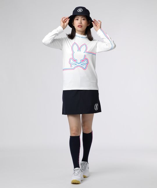 [GOLF][WOMEN]ラインモチーフ 裏起毛モックネック ロングスリーブTシャツ