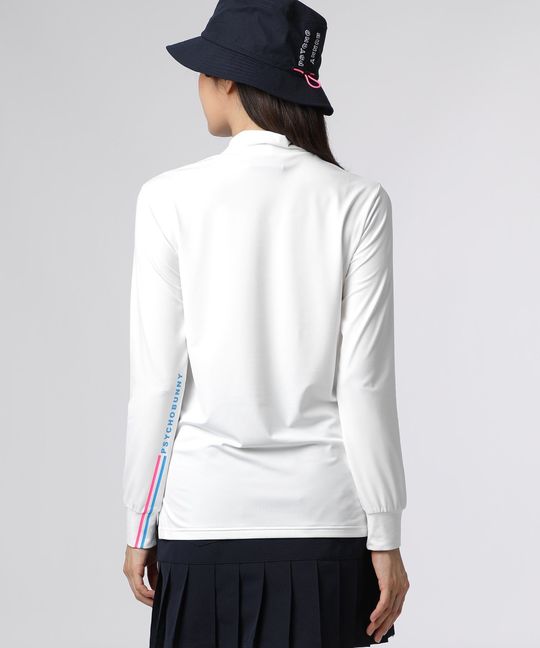 [GOLF][WOMEN]ラインモチーフ 裏起毛モックネック ロングスリーブTシャツ