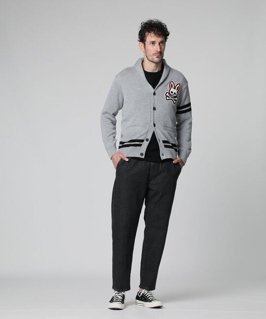 [手洗いOK]ショールカラー レタード カーディガン