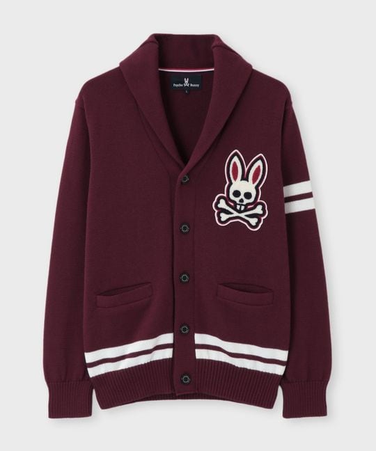 [手洗いOK]ショールカラー レタード カーディガン