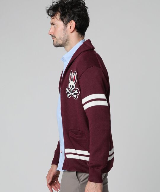 [手洗いOK]ショールカラー レタード カーディガン