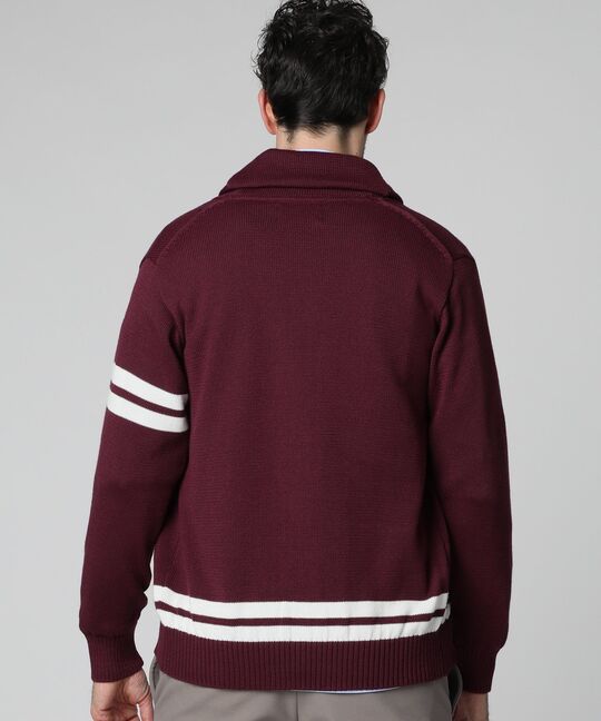 [手洗いOK]ショールカラー レタード カーディガン