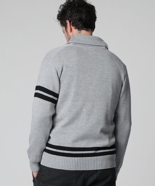 [手洗いOK]ショールカラー レタード カーディガン